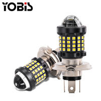 Phare de moto YOBIS 12V blanc H4 BA20D H6 P15D T19 LED 6500K, faisceau haut/bas, lentille fisheye, lampe pour moto, UTV, ATV, scooter