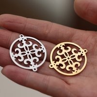 Yiwu Aceon acier inoxydable décoratif géométrique fleur modèle bijoux à bricoler soi-même faisant connecteur Mandala rond dentelle charme