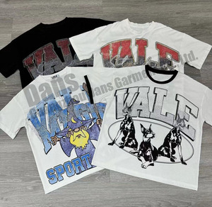 Custom Hip Hop Streetwear Jumbo Screen Print gráfico con diamantes de imitación camiseta Pour Hommes algodón pesado camiseta de gran tamaño para los hombres - Product Image 1