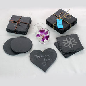 कारखाने प्रत्यक्ष काले गैर-पर्ची लेजर उत्कीर्णन पेय स्लेट थोक कोस्टर सेट धारक वर्ग गोल स्लेट कोस्टर सेट धारक वर्ग राउंड स्लेट कोस्टर - Product Image 5