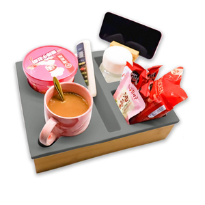 Bambou en bois Portable détachable canapé Caddy Silicone <span class=keywords><strong>lit</strong></span> Caddy <span class=keywords><strong>lit</strong></span> <span class=keywords><strong>organisateur</strong></span> pour boissons - Product Image 2