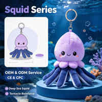 Porte-clés en peluche calmar violet personnalisé, pendentif porte-clés pieuvre marine mignon