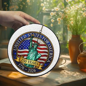 Stained Glass Suncatcher Pendant Usa 250th Anniversary Window <b>Wall</b> <b>Decor</b> - Product Image 3