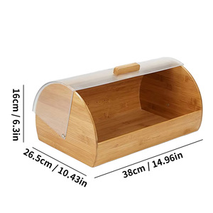 Boîte à pain en bambou Mountain Guest avec couvercle en acrylique, grande capacité, rangement de cuisine pour toasts et pâtisseries - Product Image 5