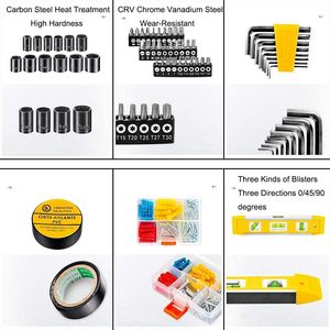 Juego de Herramientas de Ferretería Universal Duradero de 108 Piezas, Juego de Llaves y Accesorios, Caja de Herramientas de Reparación para Automóvil/Hogar/Uso Grupal - Product Image 6