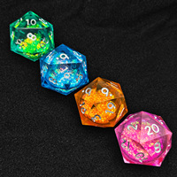 Dés à six faces surdimensionnés de 55 mm en résine liquide sable mouvant avec paillettes scintillantes pour les amateurs de jeux de rôle et de jeux de société