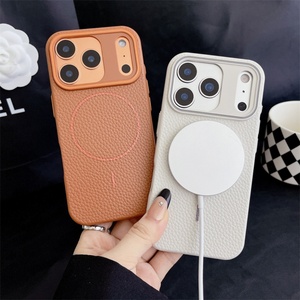Funda Protectora para Cámara con Diseño de Litchi, Carga Inalámbrica, Microfibra, TPU, para iPhone 17 16 15 Pro Max - Product Image 2