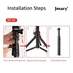 Jmary 1.7meter Adjustable Metal Phone Stand Solid Portable Selfie <strong>Stick</strong> With Light Phone Clip Flexible Mt36 Tripod Stand - Product Image 4