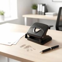 Perforatrice de bureau professionnelle tout métal 20 feuilles portable avec logo personnalisé 2 trous prête à être expédiée
