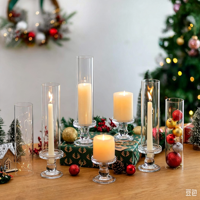 Portavelas de cristal tipo huracán, portavelas de cristal a prueba de viento, pantalla de cristal para velas sin base, chimenea de cristal para velas Elite