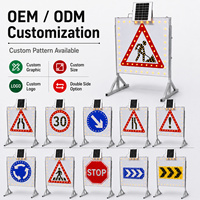 Panneau de signalisation routière à LED solaire, haute luminosité, réfléchissant, en aluminium, étanche IP65, mode clignotant personnalisé pour la sécurité