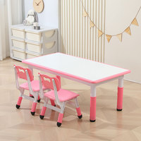 Ensemble de table et chaises pour enfants bureau d'étude scolaire réglable en hauteur avec 4 sièges table et chaises pour tout-petits meubles de garderie pour enfants