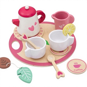 ชุดน้ำชาไม้สำหรับเด็กเล่น ชุดของเล่นทำอาหารสำหรับเด็กวัยหัดเดิน ของเล่นไม้เสริมพัฒนาการสำหรับเด็กชายและเด็กหญิง - Product Image 1