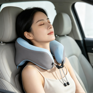 Oreiller ergonomique en mousse à mémoire de forme, nouveau design, pour le sommeil en voyage, soutien cervical personnalisé pour avion et voiture. - Product Image 1