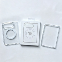 Coque de téléphone pliable transparente en PC rigide avec anneau magnétique, cadre de protection d'objectif surélevé, anti-rayures, conception en deux pièces pour le voyage