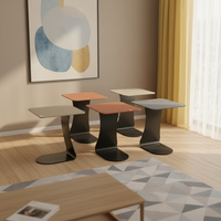 Table Basse Noire Design Moderne Doré avec Rangement Latéral, Prix Usine, Personnalisable, Mobile, en Bois et Acier Inoxydable, Vente en Gros
