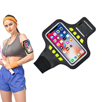 Brassard de course lumineux à LED, support universel pour téléphone, lumière de sécurité nocturne, compatible écran tactile, résistant à la transpiration, ajustable, étui de sport, équipement de gym