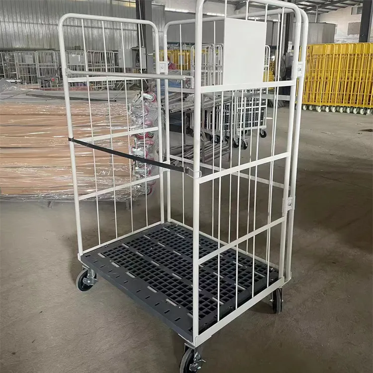 Industrial Warehouse Heavy Metal Roller Container Cage Car Collapsible Welding Hand Trolleys