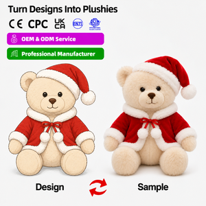Produttore OEM di Peluche Natalizi Personalizzati: Renne <span class=keywords><strong>Chibi</strong></span> in Costume da Babbo Natale con Naso Rosso e Corna, Orsacchiotto - Product Image 3