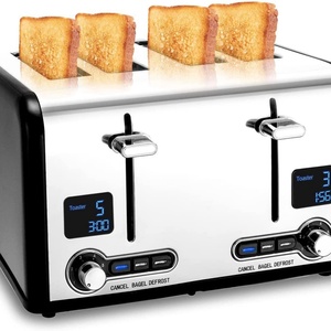 Stainless Steel Multifunctional 4-Slice <b>Toaster</b> with LED Display, Household Breakfast Machine - Product Image 6