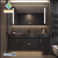 Ensemble de meuble-lavabo mural moderne en bois massif Juerte 2025 OEM avec vasque en céramique et miroir
