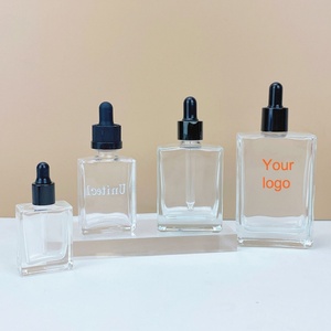 Luxury Frosted <b>clear</b> Rectangle Body Oil Bottle Serum Transparent Glass Dropper Bottle 15ml 30ml 50ml 100ml with Dropper - Product Image 2