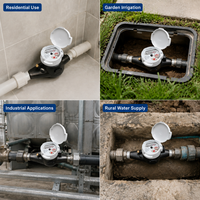 Compteur d'eau DN15 à corps plastique R100, large plage, multi-jets, type froid, ISO 4064, avec joint anti-effraction pour usage domestique et bâtiment
