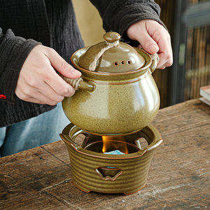 Petite <span class=keywords><strong>cocotte</strong></span> rétro en céramique avec corde en chanvre, pour service individuel, compatible avec réchaud à alcool, <span class=keywords><strong>mini</strong></span> marmite à soupe domestique, <span class=keywords><strong>cocotte</strong></span> à ragoût pour hôtel - Product Image 4