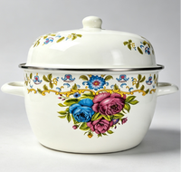 Grande cocotte vapeur classique écologique en émail avec couvercle en émail, résistante à la chaleur, facile à nettoyer, ustensile de cuisine multifonctionnel et de rangement