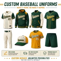 Ensemble complet personnalisé de maillot, pantalon, casquette et sweat à capuche de baseball par sublimation pour les équipes sportives de jeunes et d'adultes