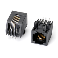 Connecteur Ethernet RJ45 femelle 1 port réseau 4P4C 6P6C SMT RJ45 pour carte de circuit imprimé, 90 degrés, 1,5 A, prise modulaire