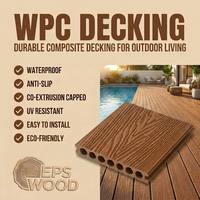 Revêtement de terrasse en WPC ignifuge, antidérapant, imperméable, à grain de bois 3D, pour jardin, piscine, terrasse