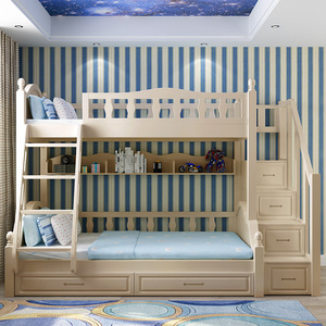 Lit superposé moderne Twin Over avec toboggan pour enfants Mobilier de chambre à coucher en bois pour l'école - Product Image 6