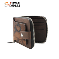 Dompet kulit Vintage desainer baru dompet saku koin tempat kartu pola ular uniseks
