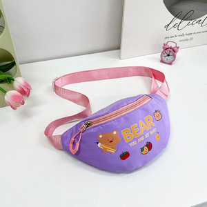 Tas pinggang anak uniseks terbaru, tas selempang beruang kartun imut poliester dengan penutup ritsleting untuk petualangan luar ruangan - Product Image 4