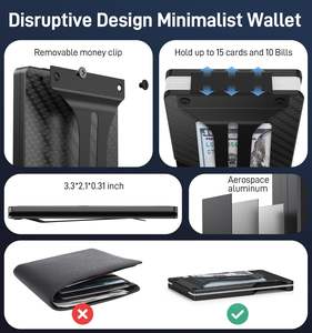 Portefeuille porte-cartes en alliage d'aluminium avec pince à billets et blocage RFID, style tendance, vente en gros d'usine - Product Image 3