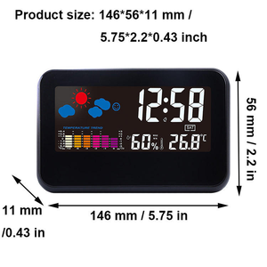 Station météo numérique de bureau, horloge d'alarme LCD en plastique, calendrier, température intérieure, humidité, commande vocale, rétroéclairage, chambre de bébé - Product Image 2
