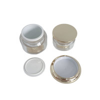 Pot cosmétique en acrylique à double paroi 15g 30g 50g, pot vide pour échantillons de soins de la peau, couvercle à vis doré, logo personnalisé, vente en gros