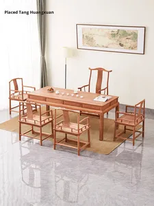 Mesa de Té Rectangular de Madera Maciza de Sándalo, Estilo Chino Moderno, con Unión de Mortaja y Espiga, Diseño Grande con Motivo de Frutas para THX-CZ-Y063-2 - Product Image 6
