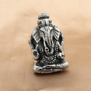 yunnique Men's Silver Elephant <b>Ring</b> <b>Titanium</b> Steel Animal Shape Retro Punk Jewelry Gift Occasion Fashion <b>Rings</b> - Product Image 1