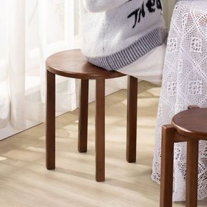 Solid wood <b>stool</b>, stackable round <b>stool</b> for home use, suitable for living room and dining room, <b>storage</b>, stackable bench, - Product Image 3