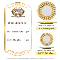 10.5 pouces avec 8 pouces mariage Banquet fête en céramique porcelaine Table classique or jante os chine élégant plat assiettes pour mariage