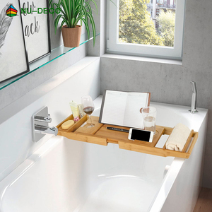 Plateau pour la baignoire en bambou, nouvelle baignoire en bois de bambou, caddie de luxe extensible - Product Image 6
