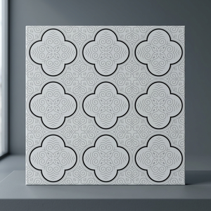 Carreaux de sol en céramique numérique blancs 30x30 cm, finition mate antidérapante, design hexagonal pour salle de bain et cuisine - Product Image 3