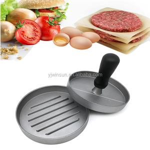 Presse à <span class=keywords><strong>mini</strong></span>-hamburgers manuelle à démoulage facile, antiadhésive, avec poignée en bois, en alliage d'aluminium, pour la préparation de galettes de burger <span class=keywords><strong>maison</strong></span> DIY - Product Image 3