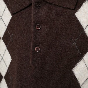 Womens Spring New Fashion Diamond Color Matching Half-Sleeved <strong>Cardigan</strong> <strong>Sweater</strong> for POLO Shirt Half-Lapel - Product Image 2