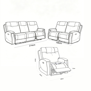 Fauteuil inclinable en cuir traditionnel, ergonomique et réglable, style minimaliste pour salon, ensemble de canapés 3+2+1 pour petits espaces avec clous décoratifs - Product Image 6