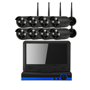 Système de surveillance sans fil 8 canaux 200W avec écran LCD, kit WiFi, vision nocturne, détection de mouvement, audio bidirectionnel, surveillance de sécurité - Product Image 1