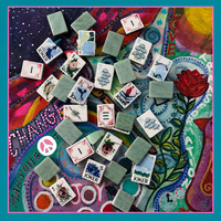 Set Mahjong Amerika Mewah Tiga Lapis Akrilik Desain Seni Botani Retro dengan Joker