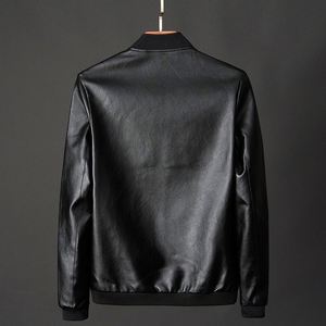 Giacca da Uomo con Colletto Rialzato in Pelle, Giacca da Motociclista, Cappotto in Pelle Bomber, Moda Trendy, <span class=keywords><strong>Abbigliamento</strong></span> Invernale in Pelle Personalizzato - Product Image 6